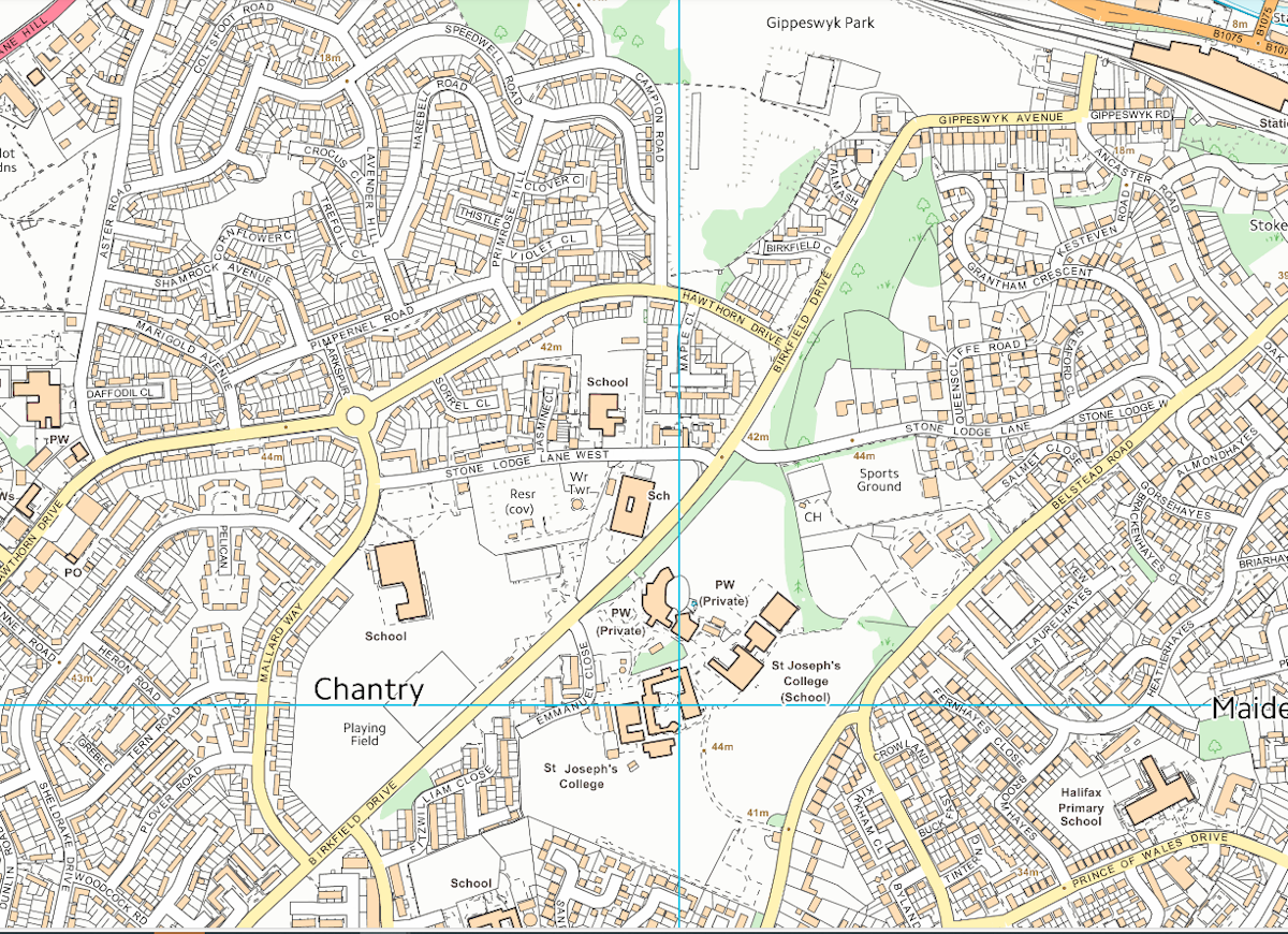 Map of interest from Suffolk Police investigating the murder of Billy McNicholl